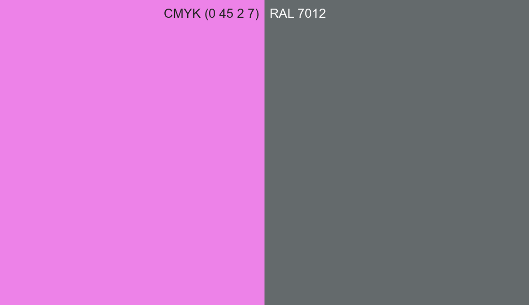 CMYK Color CMYK (0 45 2 7) vs RAL 7012 side by side comparison CMYK Color CMYK (0 45 2 7) vs RAL 7012 side by side comparison