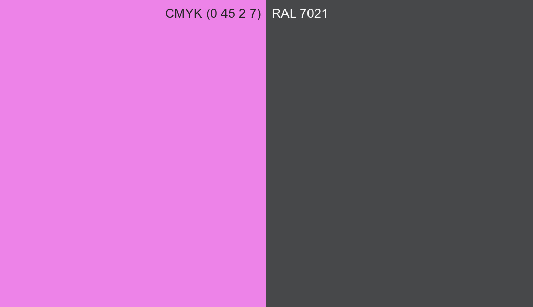 CMYK Color CMYK (0 45 2 7) vs RAL 7021 side by side comparison CMYK Color CMYK (0 45 2 7) vs RAL 7021 side by side comparison