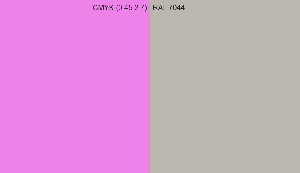 CMYK Color CMYK (0 45 2 7) vs RAL 7044 side by side comparison CMYK Color CMYK (0 45 2 7) vs RAL 7044 side by side comparison