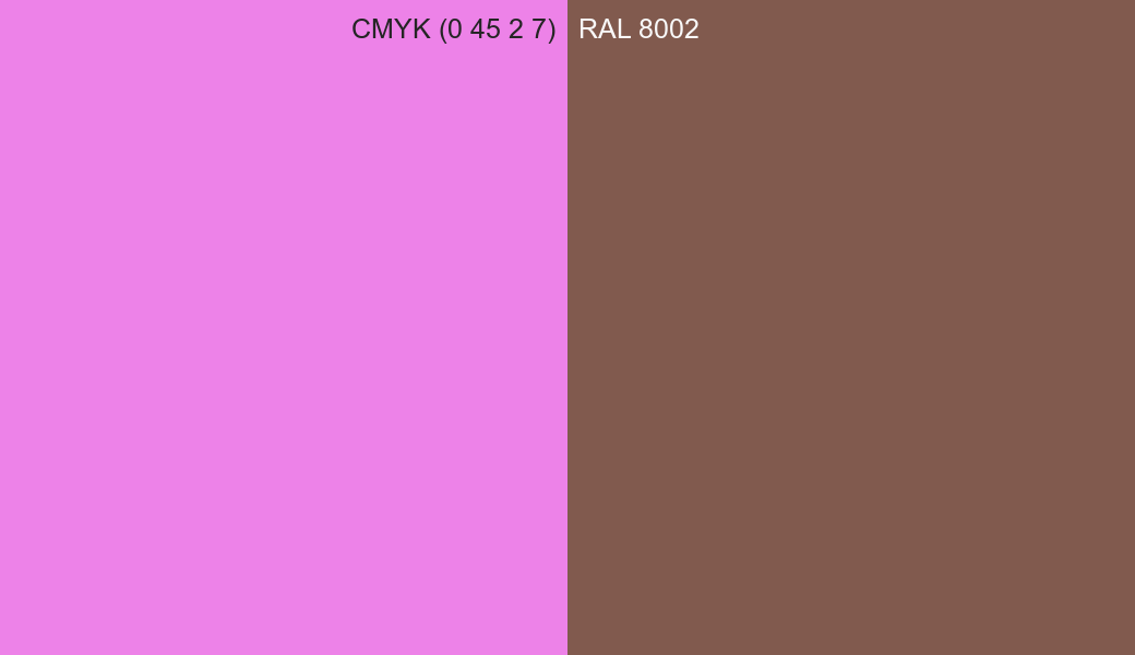 CMYK Color CMYK (0 45 2 7) vs RAL 8002 side by side comparison CMYK Color CMYK (0 45 2 7) vs RAL 8002 side by side comparison