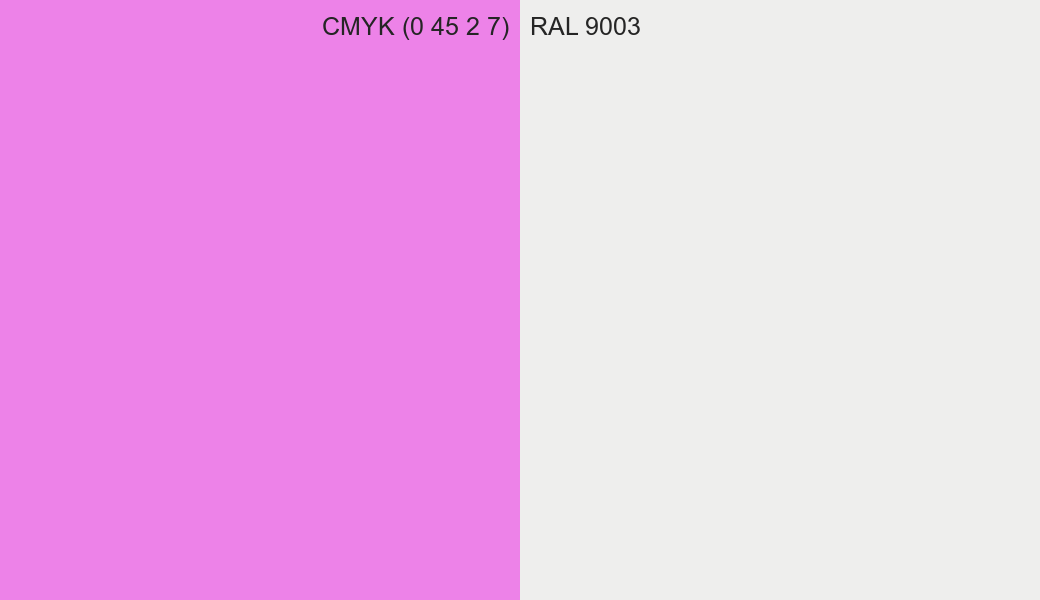 CMYK Color CMYK (0 45 2 7) vs RAL 9003 side by side comparison CMYK Color CMYK (0 45 2 7) vs RAL 9003 side by side comparison