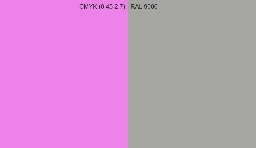CMYK Color CMYK (0 45 2 7) vs RAL 9006 side by side comparison CMYK Color CMYK (0 45 2 7) vs RAL 9006 side by side comparison
