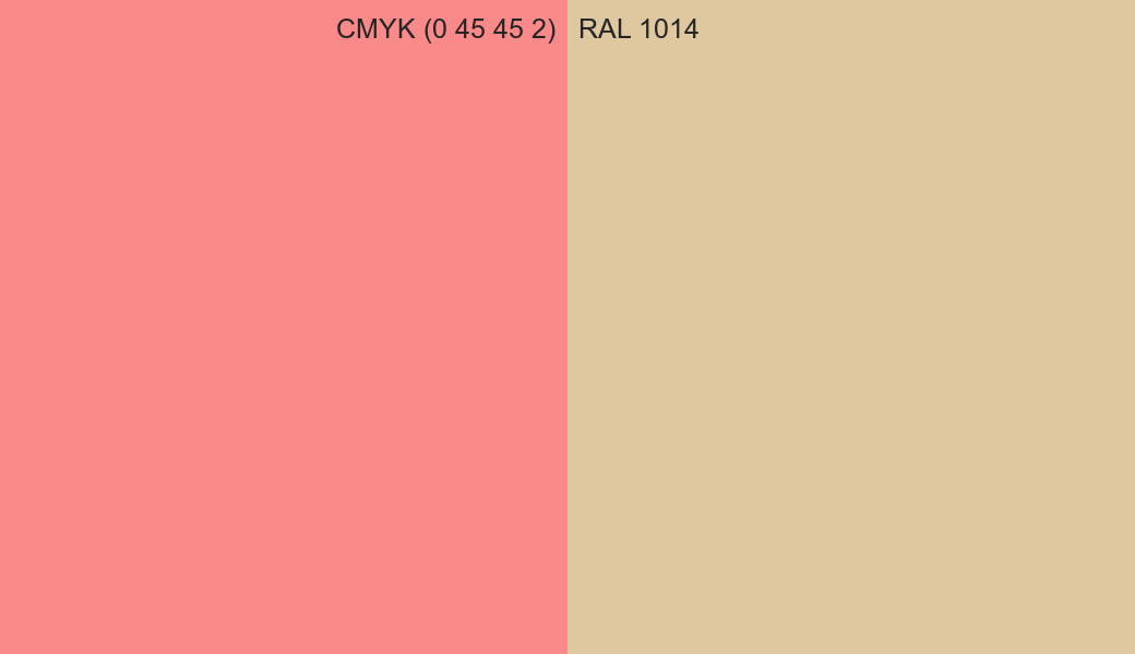 CMYK Color CMYK (0 45 45 2) vs RAL 1014 side by side comparison CMYK Color CMYK (0 45 45 2) vs RAL 1014 side by side comparison