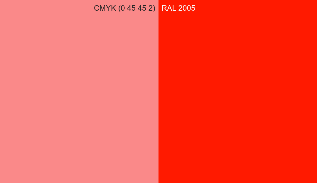 CMYK Color CMYK (0 45 45 2) vs RAL 2005 side by side comparison CMYK Color CMYK (0 45 45 2) vs RAL 2005 side by side comparison