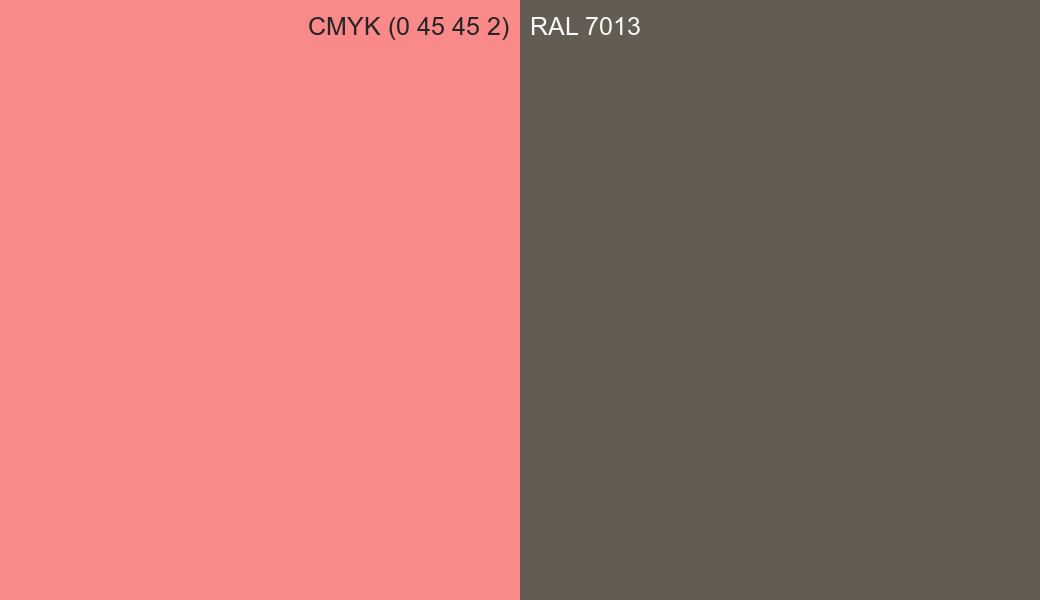CMYK Color CMYK (0 45 45 2) vs RAL 7013 side by side comparison CMYK Color CMYK (0 45 45 2) vs RAL 7013 side by side comparison