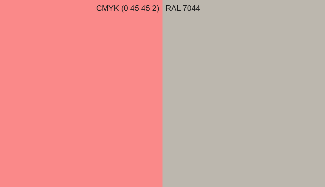 CMYK Color CMYK (0 45 45 2) vs RAL 7044 side by side comparison CMYK Color CMYK (0 45 45 2) vs RAL 7044 side by side comparison