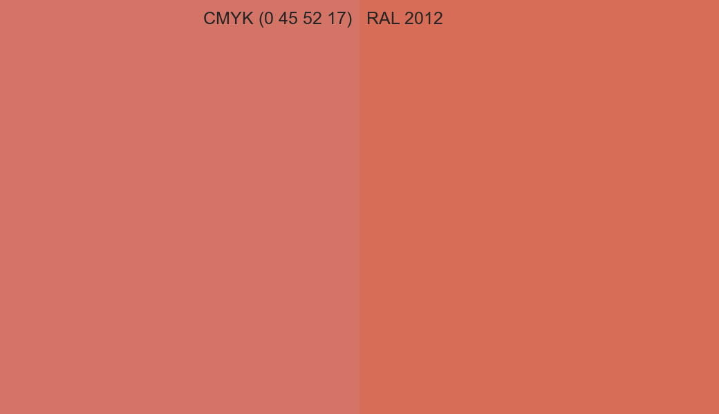 CMYK Color CMYK (0 45 52 17) vs RAL 2012 side by side comparison CMYK Color CMYK (0 45 52 17) vs RAL 2012 side by side comparison