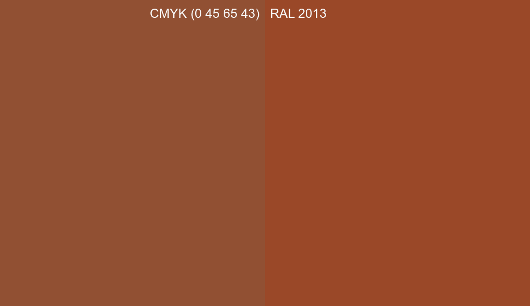 CMYK Color CMYK (0 45 65 43) vs RAL 2013 side by side comparison CMYK Color CMYK (0 45 65 43) vs RAL 2013 side by side comparison