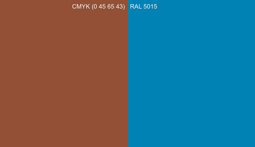 CMYK Color CMYK (0 45 65 43) vs RAL 5015 side by side comparison CMYK Color CMYK (0 45 65 43) vs RAL 5015 side by side comparison