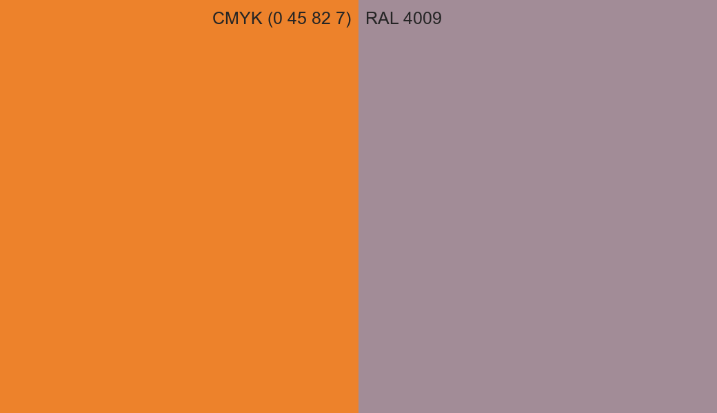 CMYK Color CMYK (0 45 82 7) vs RAL 4009 side by side comparison CMYK Color CMYK (0 45 82 7) vs RAL 4009 side by side comparison