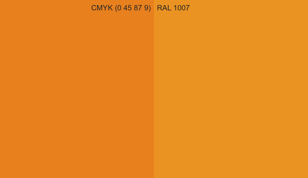 CMYK Color CMYK (0 45 87 9) vs RAL 1007 side by side comparison CMYK Color CMYK (0 45 87 9) vs RAL 1007 side by side comparison