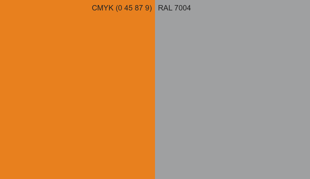 CMYK Color CMYK (0 45 87 9) vs RAL 7004 side by side comparison CMYK Color CMYK (0 45 87 9) vs RAL 7004 side by side comparison