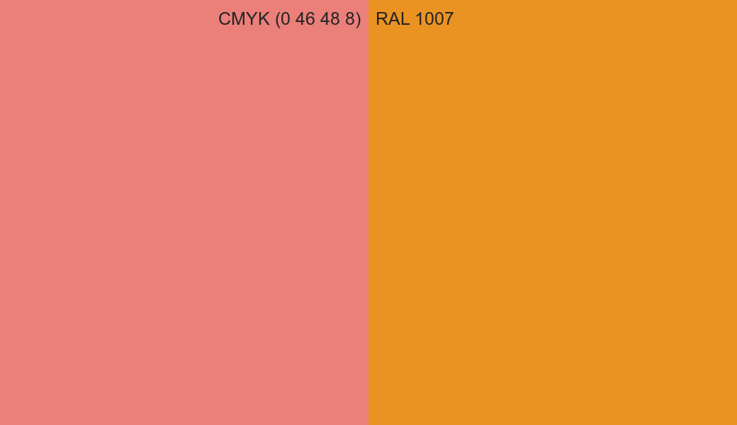 CMYK Color CMYK (0 46 48 8) vs RAL 1007 side by side comparison CMYK Color CMYK (0 46 48 8) vs RAL 1007 side by side comparison