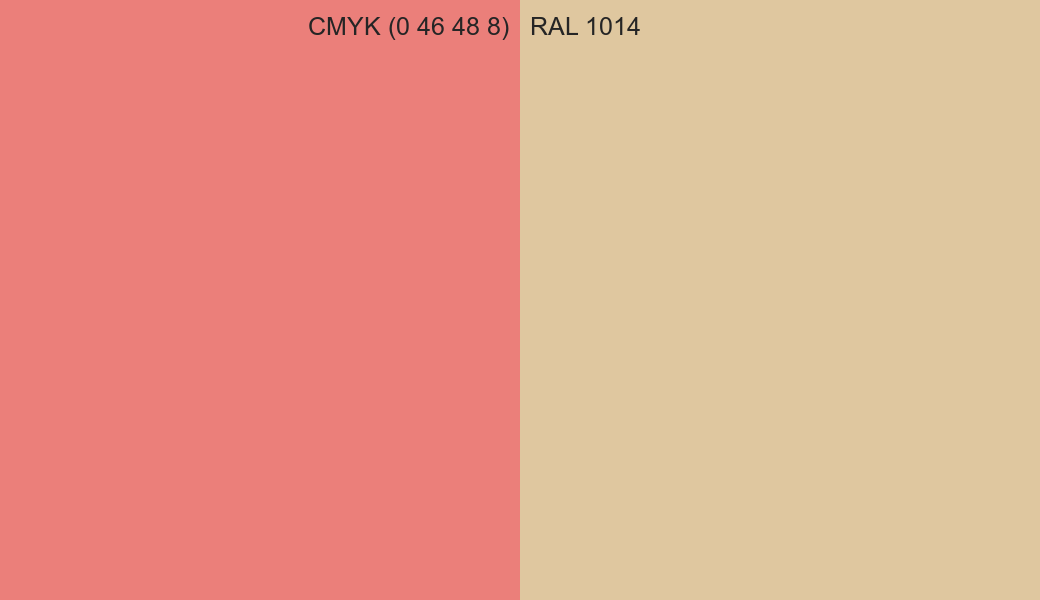 CMYK Color CMYK (0 46 48 8) vs RAL 1014 side by side comparison CMYK Color CMYK (0 46 48 8) vs RAL 1014 side by side comparison