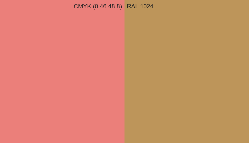 CMYK Color CMYK (0 46 48 8) vs RAL 1024 side by side comparison CMYK Color CMYK (0 46 48 8) vs RAL 1024 side by side comparison