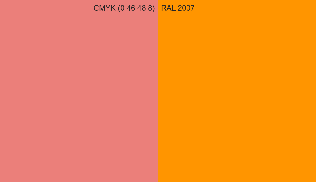 CMYK Color CMYK (0 46 48 8) vs RAL 2007 side by side comparison CMYK Color CMYK (0 46 48 8) vs RAL 2007 side by side comparison