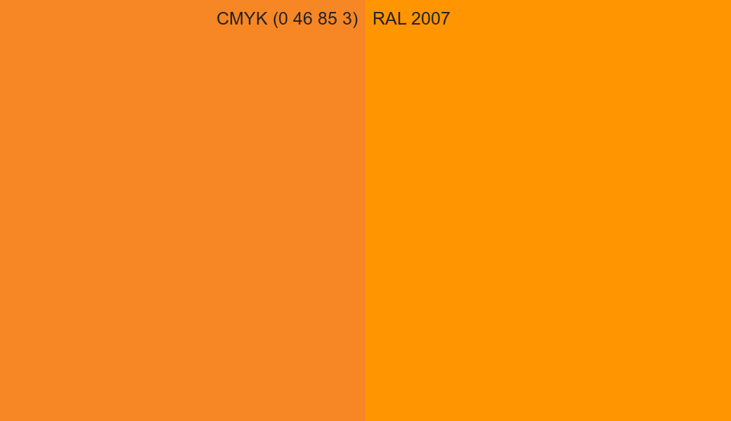 CMYK Color CMYK (0 46 85 3) vs RAL 2007 side by side comparison CMYK Color CMYK (0 46 85 3) vs RAL 2007 side by side comparison