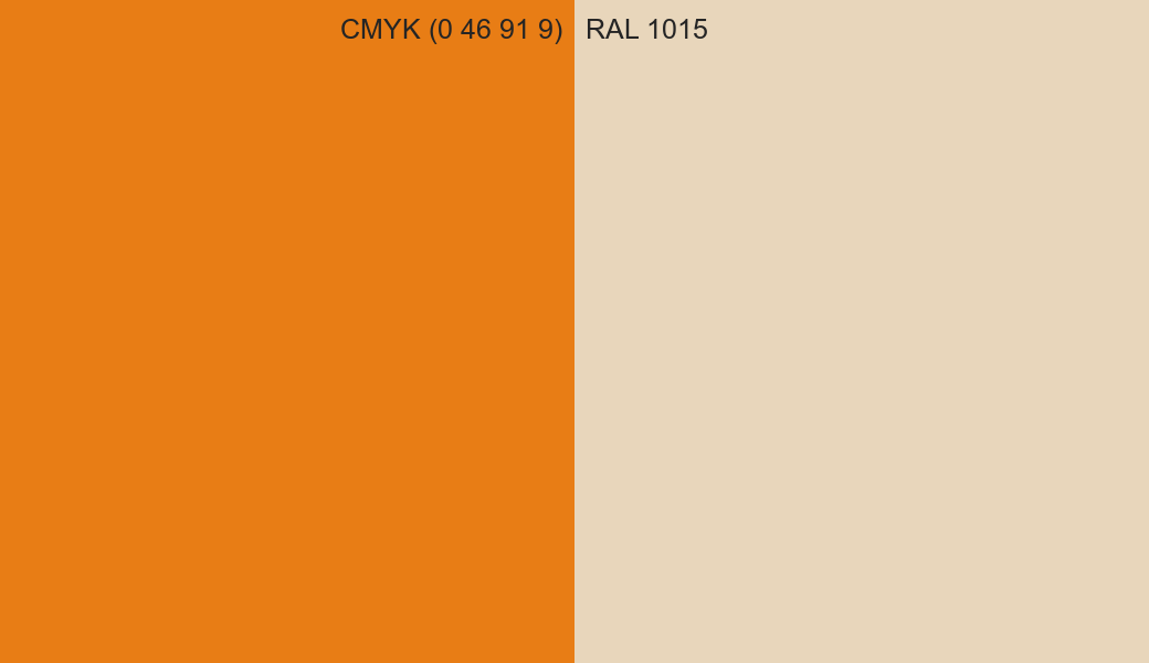 CMYK Color CMYK (0 46 91 9) vs RAL 1015 side by side comparison CMYK Color CMYK (0 46 91 9) vs RAL 1015 side by side comparison