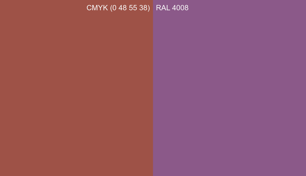 CMYK Color CMYK (0 48 55 38) vs RAL 4008 side by side comparison CMYK Color CMYK (0 48 55 38) vs RAL 4008 side by side comparison