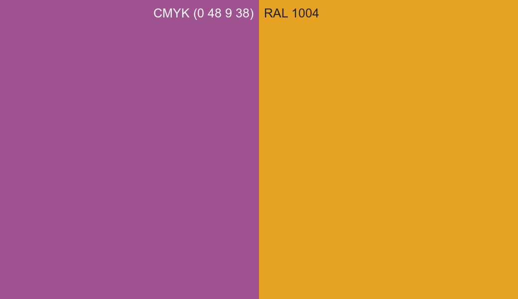 CMYK Color CMYK (0 48 9 38) vs RAL 1004 side by side comparison CMYK Color CMYK (0 48 9 38) vs RAL 1004 side by side comparison