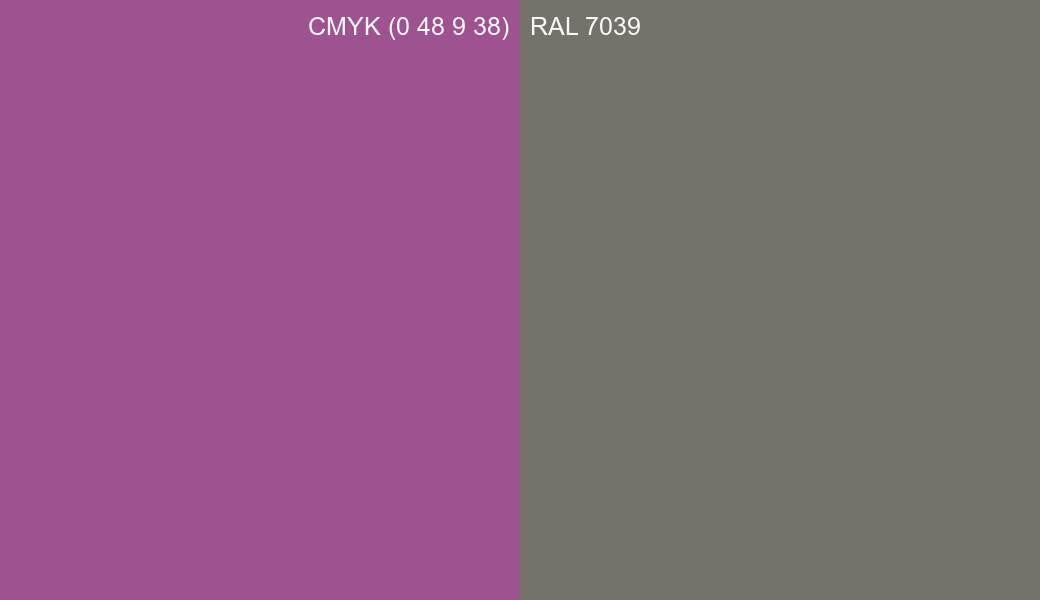 CMYK Color CMYK (0 48 9 38) vs RAL 7039 side by side comparison CMYK Color CMYK (0 48 9 38) vs RAL 7039 side by side comparison