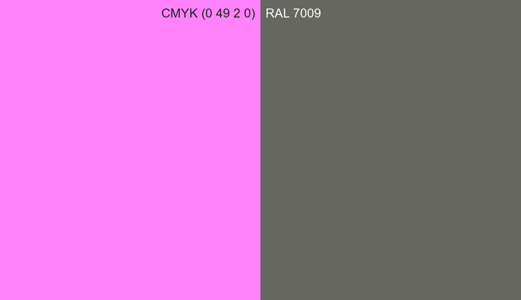 CMYK Color CMYK (0 49 2 0) vs RAL 7009 side by side comparison CMYK Color CMYK (0 49 2 0) vs RAL 7009 side by side comparison