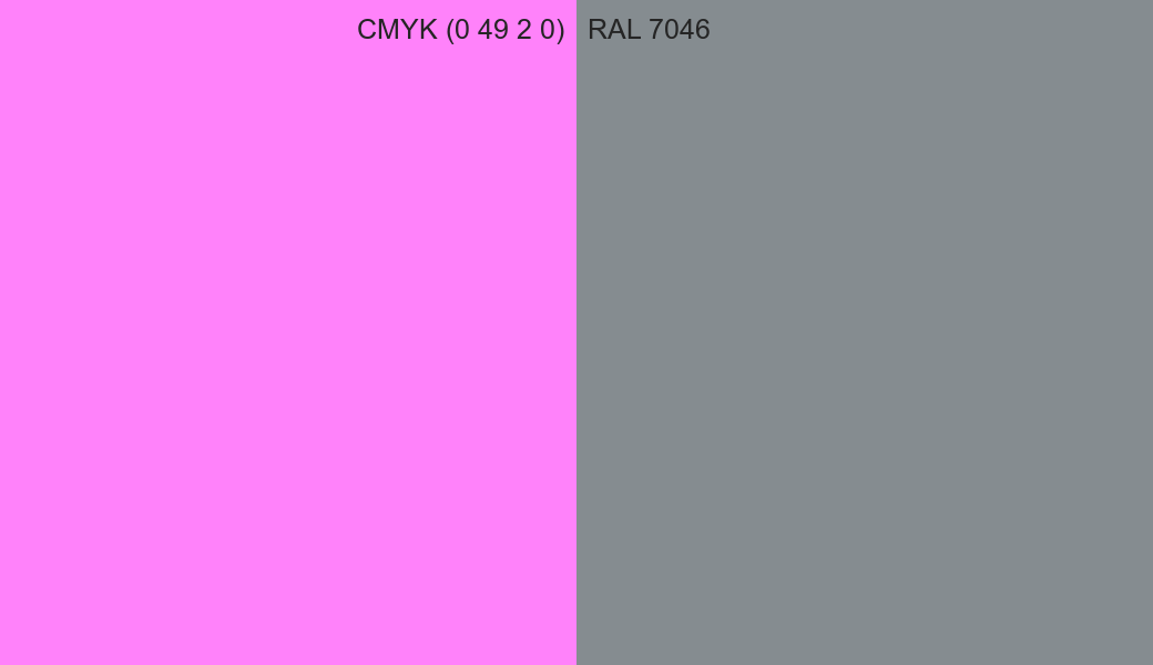 CMYK Color CMYK (0 49 2 0) vs RAL 7046 side by side comparison CMYK Color CMYK (0 49 2 0) vs RAL 7046 side by side comparison