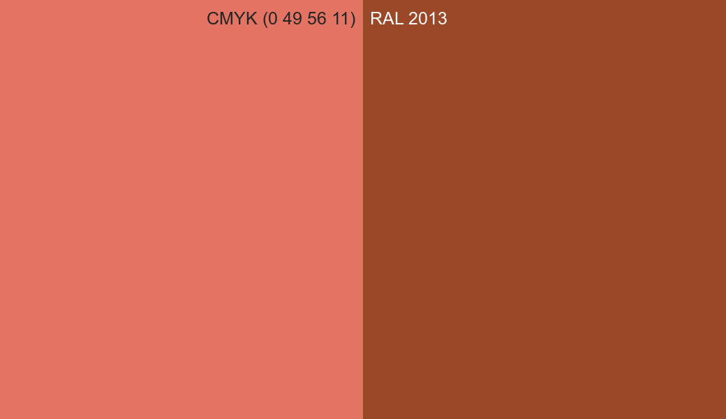 CMYK Color CMYK (0 49 56 11) vs RAL 2013 side by side comparison CMYK Color CMYK (0 49 56 11) vs RAL 2013 side by side comparison
