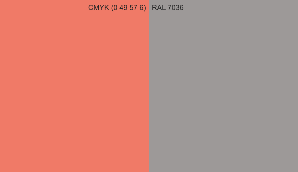 CMYK Color CMYK (0 49 57 6) vs RAL 7036 side by side comparison CMYK Color CMYK (0 49 57 6) vs RAL 7036 side by side comparison