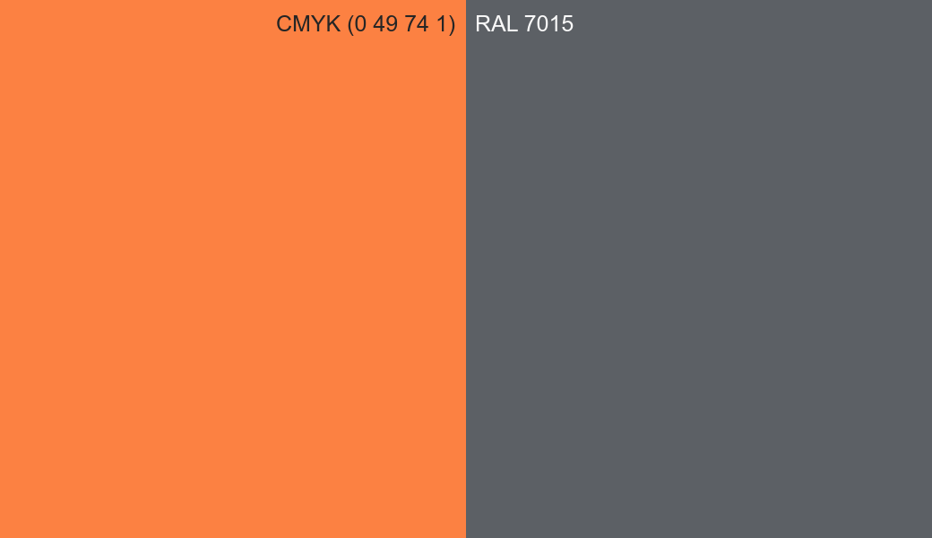 CMYK Color CMYK (0 49 74 1) vs RAL 7015 side by side comparison CMYK Color CMYK (0 49 74 1) vs RAL 7015 side by side comparison