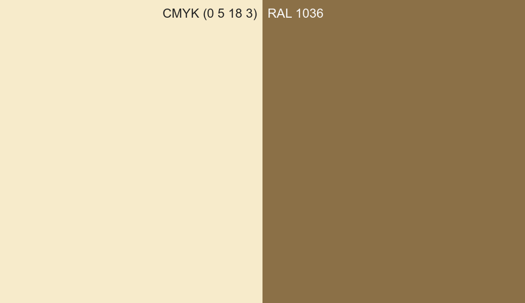 CMYK Color CMYK (0 5 18 3) vs RAL 1036 side by side comparison CMYK Color CMYK (0 5 18 3) vs RAL 1036 side by side comparison