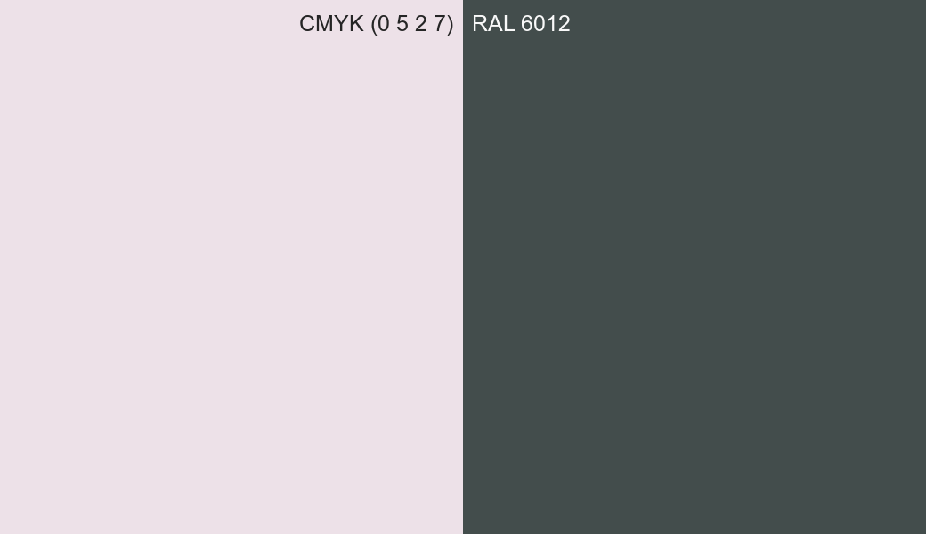 CMYK Color CMYK (0 5 2 7) vs RAL 6012 side by side comparison CMYK Color CMYK (0 5 2 7) vs RAL 6012 side by side comparison