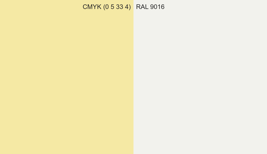 CMYK Color CMYK (0 5 33 4) vs RAL 9016 side by side comparison CMYK Color CMYK (0 5 33 4) vs RAL 9016 side by side comparison