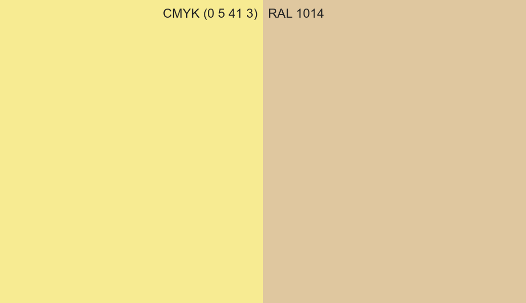 CMYK Color CMYK (0 5 41 3) vs RAL 1014 side by side comparison CMYK Color CMYK (0 5 41 3) vs RAL 1014 side by side comparison
