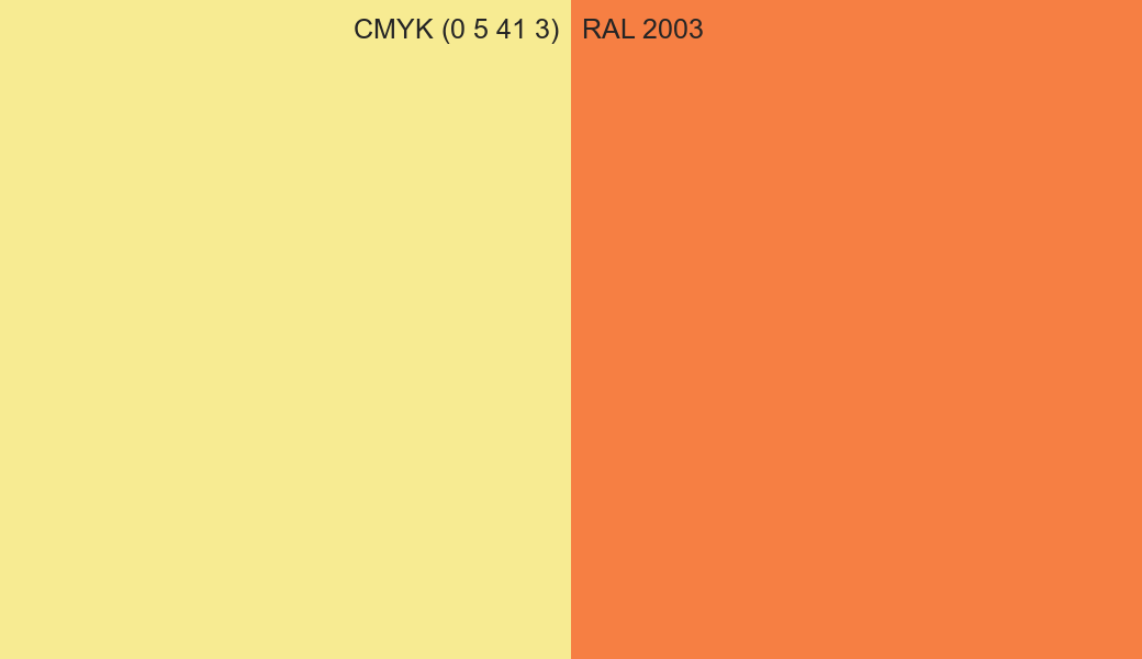 CMYK Color CMYK (0 5 41 3) vs RAL 2003 side by side comparison CMYK Color CMYK (0 5 41 3) vs RAL 2003 side by side comparison