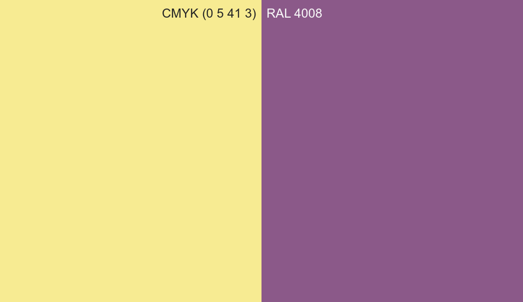 CMYK Color CMYK (0 5 41 3) vs RAL 4008 side by side comparison CMYK Color CMYK (0 5 41 3) vs RAL 4008 side by side comparison