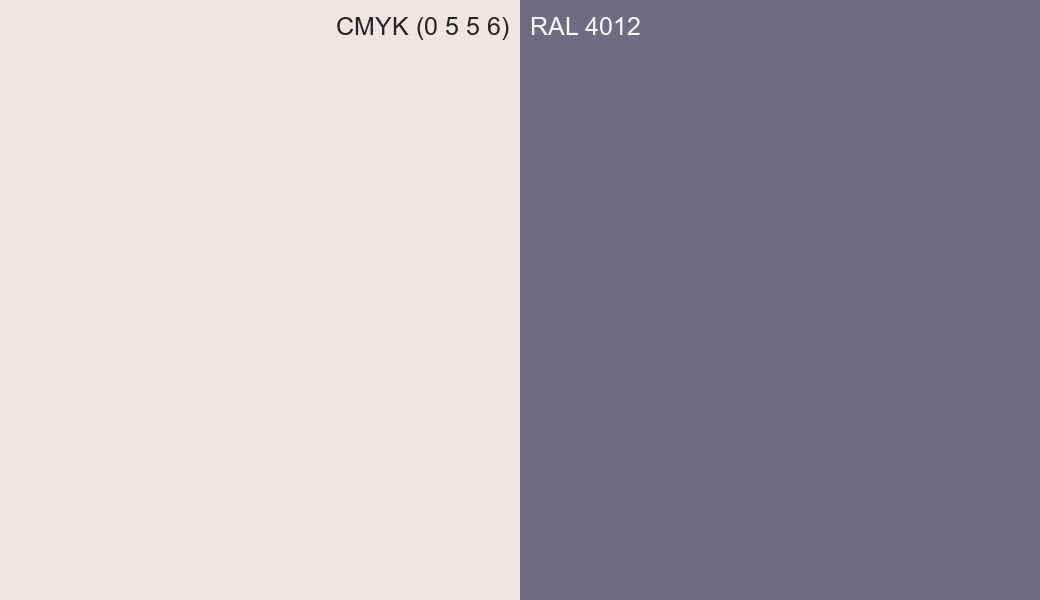 CMYK Color CMYK (0 5 5 6) vs RAL 4012 side by side comparison CMYK Color CMYK (0 5 5 6) vs RAL 4012 side by side comparison