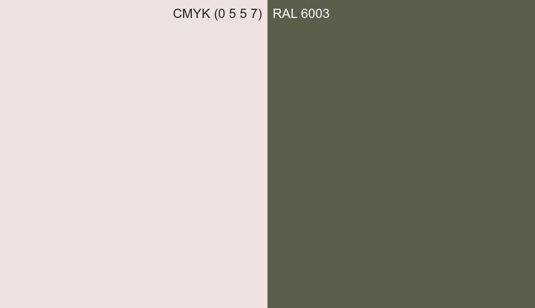 CMYK Color CMYK (0 5 5 7) vs RAL 6003 side by side comparison CMYK Color CMYK (0 5 5 7) vs RAL 6003 side by side comparison