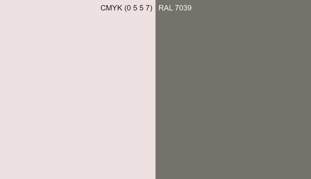 CMYK Color CMYK (0 5 5 7) vs RAL 7039 side by side comparison CMYK Color CMYK (0 5 5 7) vs RAL 7039 side by side comparison