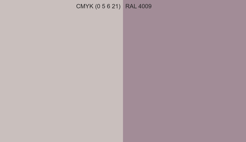 CMYK Color CMYK (0 5 6 21) vs RAL 4009 side by side comparison CMYK Color CMYK (0 5 6 21) vs RAL 4009 side by side comparison