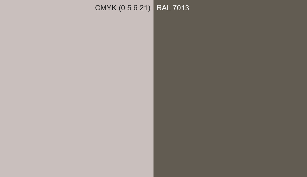 CMYK Color CMYK (0 5 6 21) vs RAL 7013 side by side comparison CMYK Color CMYK (0 5 6 21) vs RAL 7013 side by side comparison