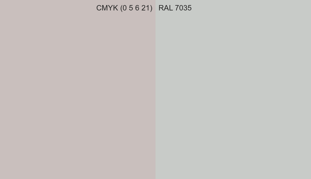 CMYK Color CMYK (0 5 6 21) vs RAL 7035 side by side comparison CMYK Color CMYK (0 5 6 21) vs RAL 7035 side by side comparison