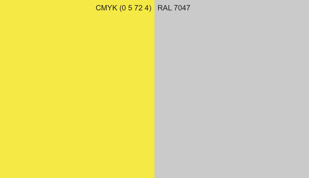 CMYK Color CMYK (0 5 72 4) vs RAL 7047 side by side comparison CMYK Color CMYK (0 5 72 4) vs RAL 7047 side by side comparison