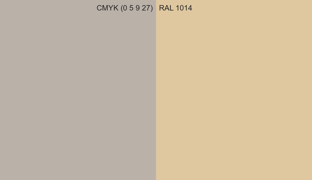 CMYK Color CMYK (0 5 9 27) vs RAL 1014 side by side comparison CMYK Color CMYK (0 5 9 27) vs RAL 1014 side by side comparison