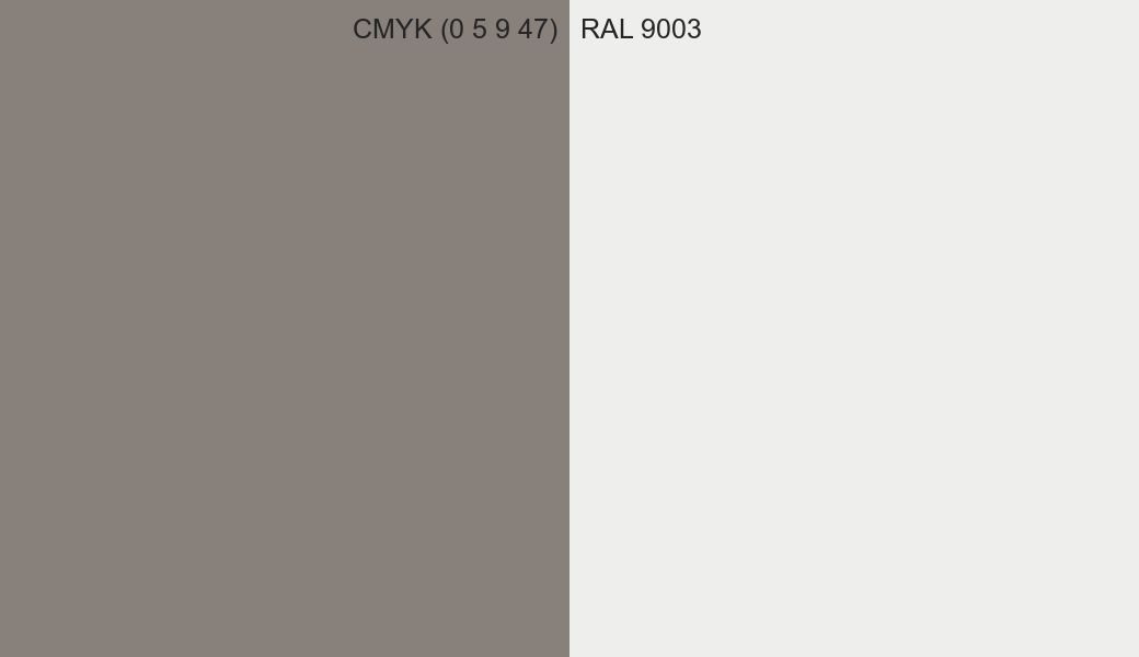 CMYK Color CMYK (0 5 9 47) vs RAL 9003 side by side comparison CMYK Color CMYK (0 5 9 47) vs RAL 9003 side by side comparison