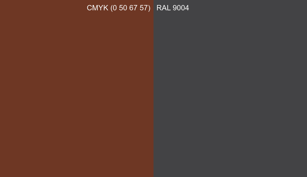 CMYK Color CMYK (0 50 67 57) vs RAL 9004 side by side comparison CMYK Color CMYK (0 50 67 57) vs RAL 9004 side by side comparison