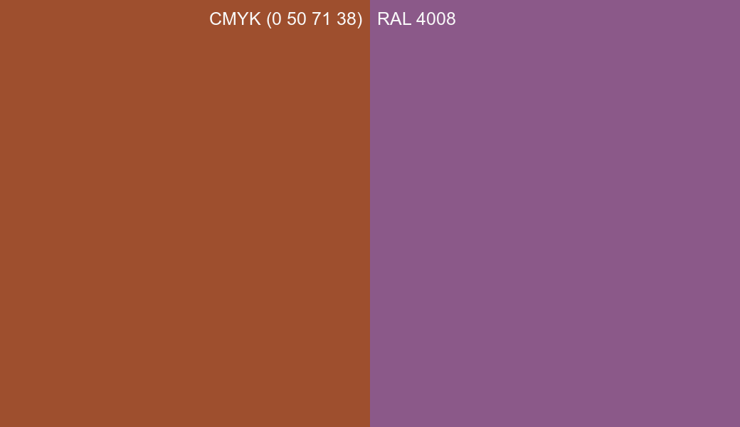 CMYK Color CMYK (0 50 71 38) vs RAL 4008 side by side comparison CMYK Color CMYK (0 50 71 38) vs RAL 4008 side by side comparison