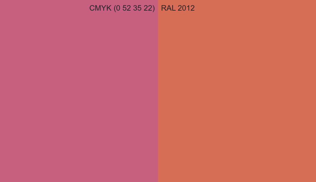 CMYK Color CMYK (0 52 35 22) vs RAL 2012 side by side comparison CMYK Color CMYK (0 52 35 22) vs RAL 2012 side by side comparison