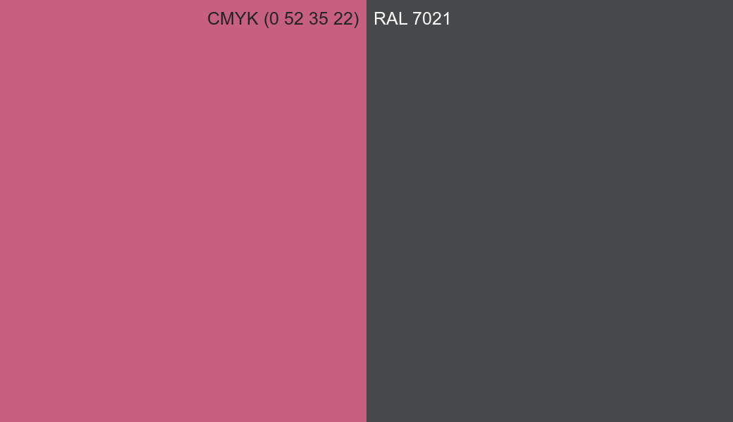 CMYK Color CMYK (0 52 35 22) vs RAL 7021 side by side comparison CMYK Color CMYK (0 52 35 22) vs RAL 7021 side by side comparison