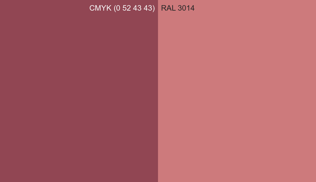CMYK Color CMYK (0 52 43 43) vs RAL 3014 side by side comparison CMYK Color CMYK (0 52 43 43) vs RAL 3014 side by side comparison